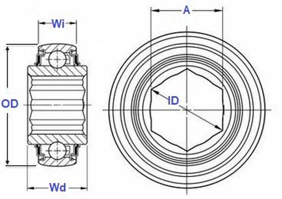1-1/8 square bore W208PP8 Disc Harrow Ball Bearing 6AS09-1-1/8